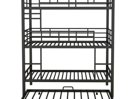 Triple Bunk Bed With Trundle, Heavy Duty Steel Construction