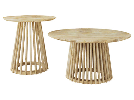 Diana - 2 Piece Round Coffee And End Table Set - Natural