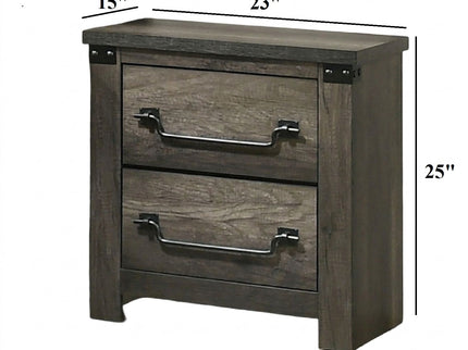 Nightstand, 2 Drawer Storage - Gray