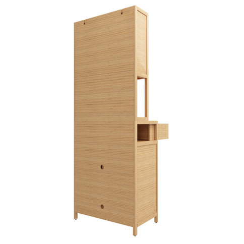 Rustic Cottage Style Double Door Bamboo Storage Cabinet With High Capacity For Main Living Spaces - Natural