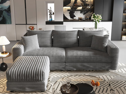 Convertible Deep Seat Sofa With Soft Pillows And Ottomans