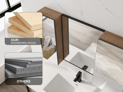 43.3" Wall Mounted Bathroom Cabinet With Adjustable Shelves, Door Storage Cabinet - Imitative Oak