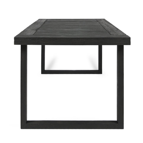 Outdoor 6 Seater Dining Set With Bench - Dark Gray / Light Gray