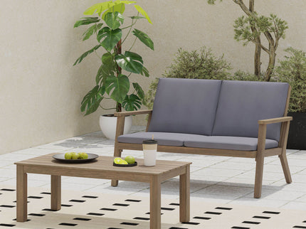 Avacyn - Outdoor Loveseat And Coffee Table Set With Cushions - Dark Gray