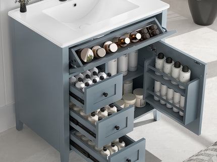 Bathroom Vanity With Sink, 3 Drawers And Adjustable Shelf, Freestanding Storage Unit