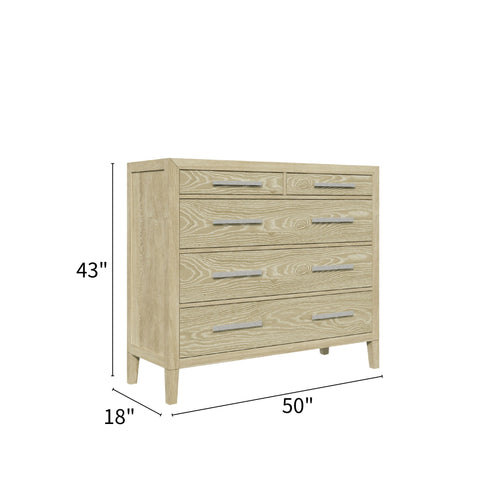 Adeline - 5 Drawers Chest - Natural Wood Wash