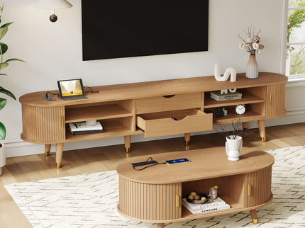 TV Stand & Coffee Table Set With Charging Station