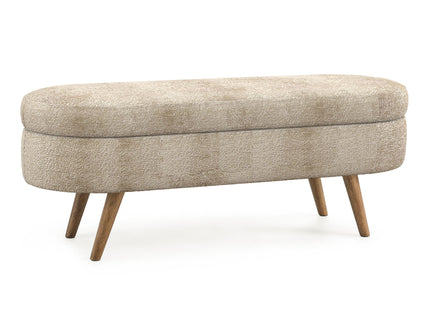Modern Ottoman Oval Storage Bench With Rubber Wood Legs