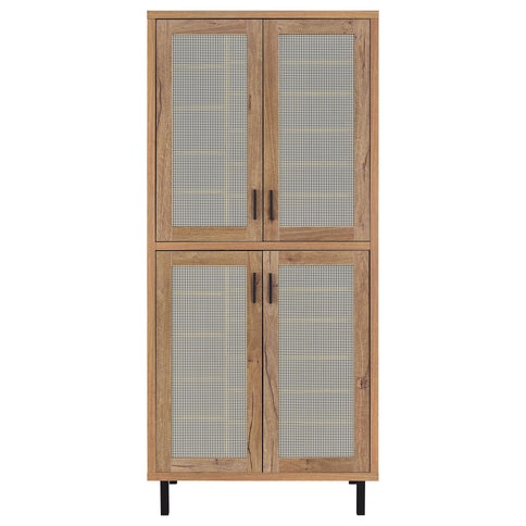 Stagg - 4 Door Tall Shoe Storage Cabinet With Adjustable Shelves And Ventilated Doors - Natural