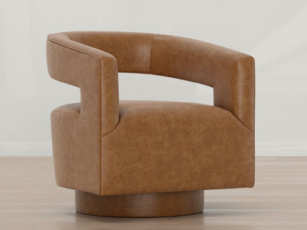 Swivel Accent Chair With Geometric Backrest