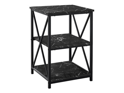 3 Tier Accent Table, Side Marble Look Contemporary & Modern
