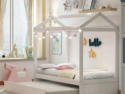 House Bed With Trundle In, Twin Size - White