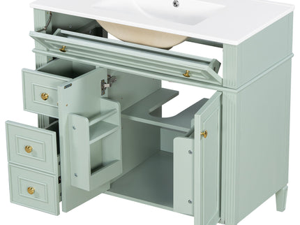 Bathroom Vanity With Sink, 3 Drawers & 2 Soft-Close Doors