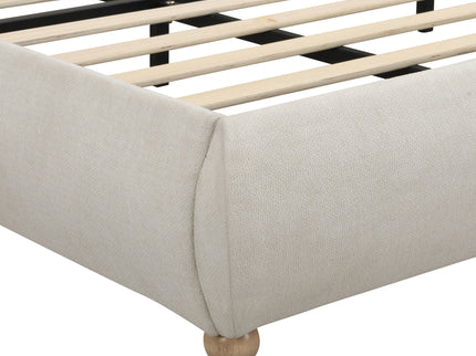 Upholstered Platform Bed Frame With Curved Headboard