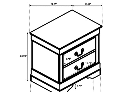 2 Drawer Nightstand - White