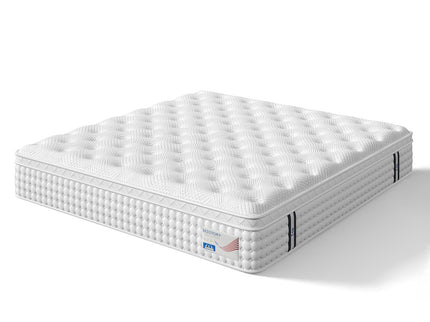 12" Hybrid Mattress, Memory Foam & Pocket Spring Bed, Medium Firm Comfort, Spine Support, Quiet & Breathable - White - King