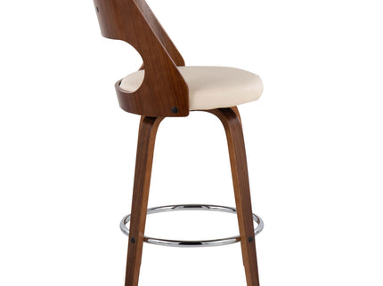 Cecina - Mid-Century Modern Fixed Height Counter Stool With Swivel And Round Footrest (Set of 2)