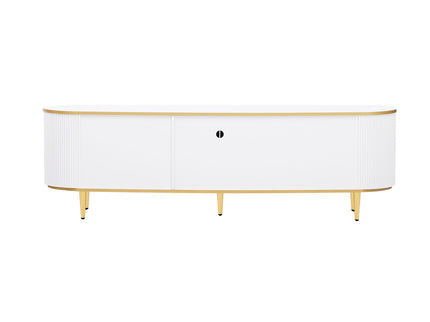 Modern TV Stand For TVs Up To 80", Entertainment Center With 4 Drawers And 1 Cabinet, Wood TV Console Table With And Handles For Living Room - White