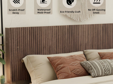Queen Headboard Only, Fluted Panel Design - Walnut