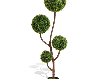 Artificial Boxwood Topiary Tree Triple Ball Shaped Faux Plant 150 Cm - Green