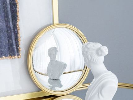 Round Mirror, Circle Mirror With Iron Frame For Living Room Bedroom Vanity Entryway Hallway