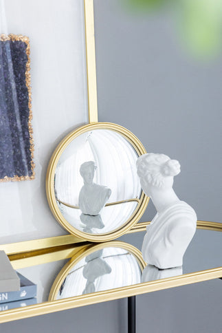Round Mirror, Circle Mirror With Iron Frame For Living Room Bedroom Vanity Entryway Hallway