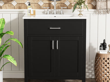 Bathroom Vanity With Sink And Ample Storage, Rectangular Undermount Sink - Black