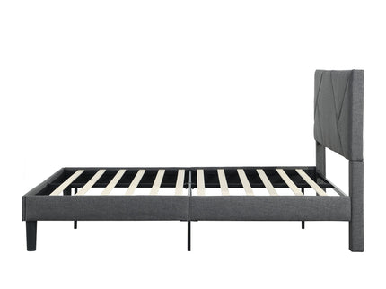 Upholstered Platform Bed Frame With Headboard, Wood Slat Support