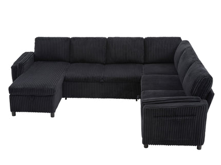 Convertible U-Shaped Sectional Sofa Bed With USB Ports And Storage