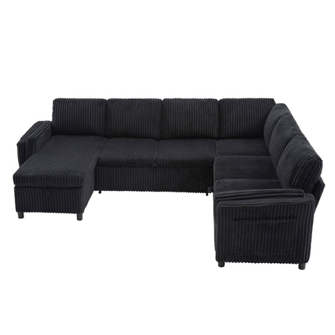 Convertible U-Shaped Sectional Sofa Bed With USB Ports And Storage