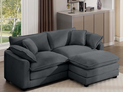Modular Oversized Cushion Sofa With Ottoman, Low Back, Deep Seating Sofa Set