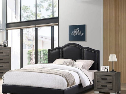 Full Size Bed With Unique Headboard - Black
