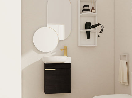 Wall Mounted Bathroom Vanity With Sink And Storage Rack, Soft Close Doors