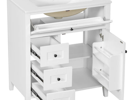 Modern Bathroom Vanity With Sink, 3 Drawers And Adjustable Shelf