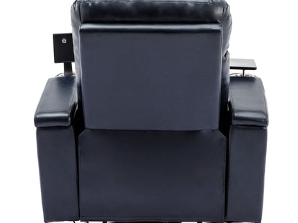 270° Power Swivel Recliner Home Theater Chair With Hidden Arm Storage, LED Light, Cup Holder, And Tray Table