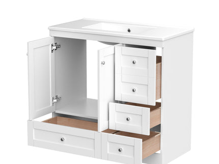 Shaker Free Standing Bathroom Vanity Cabinet With Sink, Soft Close Drawers, Soft Close Doors