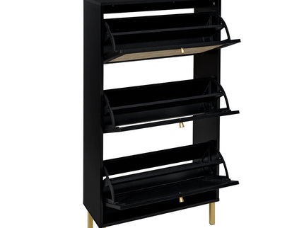 Modern Rattan 3 Door Shoe Rack Cabinet For Entryway