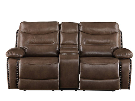 Aashi - Leather Gel Match Recliner Loveseat - Brown