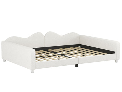 Upholstered Daybed, Sherpa Fabric Sofabed With Cloud-Shaped Backrest
