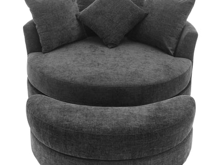 360° Swivel Accent Barrel Chair With Storage Ottoman & 4 Pillows, Modern Leisure Chair Round Accent For Living Room