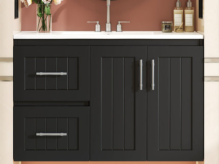 Wall Mounted Bathroom Vanity & Sink, 2 Drawers