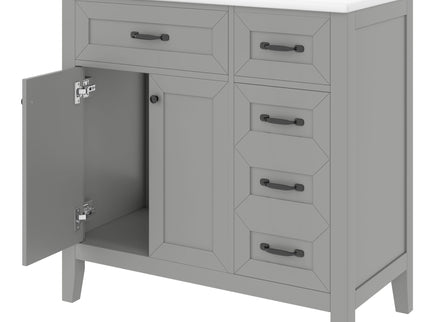 Modern Bathroom Vanity With Sink, Freestanding Design With Drawers And Doors