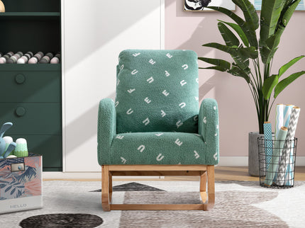 Modern Accent Rocker Armchair With Side Pocket, Upholstered High Back