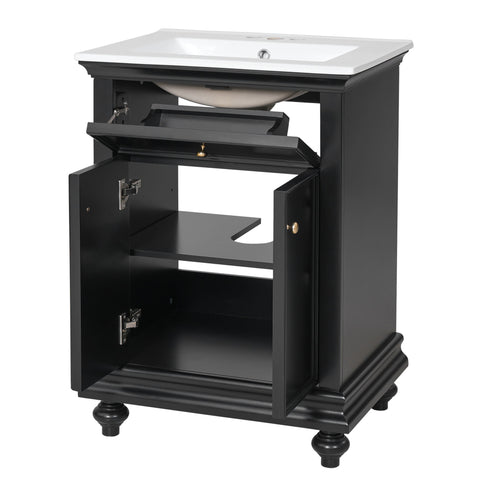 Modern Bathroom Vanity With Tip-Out Drawer And Soft-Close Hinges