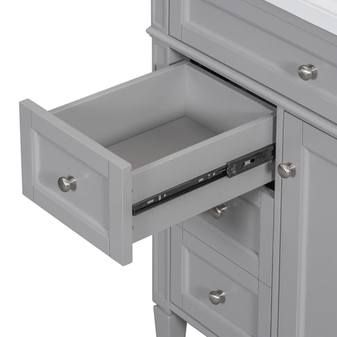 Bathroom Vanity With Top Sink, 2 Drawers And Tip Out Drawer, Rectangular Design