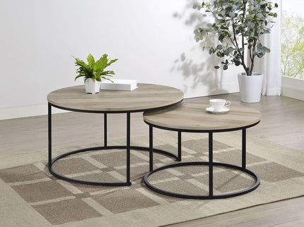 Arrize - 2 Piece Round Nesting Coffee Table Set - Pine Wood
