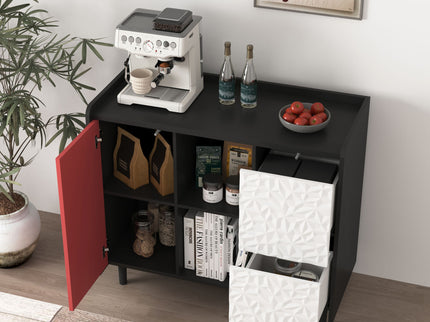 Modern Sideboard Buffet Cabinet With Doors And Unique Panel Styling