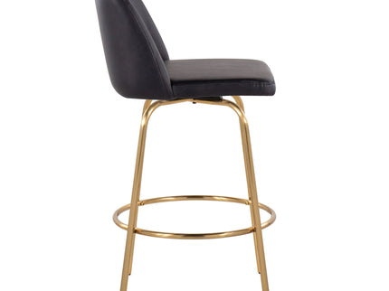 Toriano - Contemporary, Fixed Height Counter Stool With Swivel With Round Footrest (Set of 2)