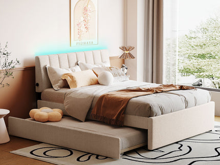 Upholstered Platform Bed With Trundle