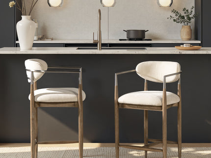 Artemis - Mixed Material Upholstered Counter Stool - Warm White